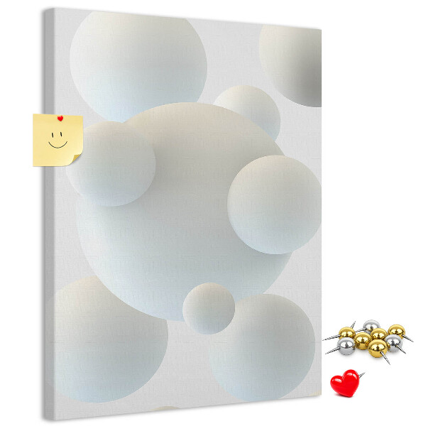 Wall cork memo board Abstract white balls on the background