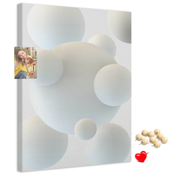 Wall cork memo board Abstract white balls on the background
