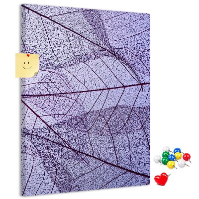Memo cork board Delicate leaves in shades of purple