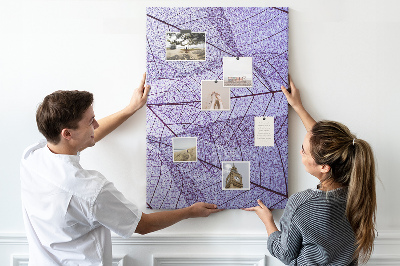Memo cork board Delicate leaves in shades of purple