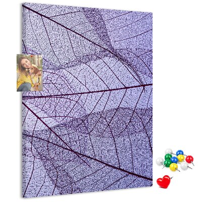 Memo cork board Delicate leaves in shades of purple