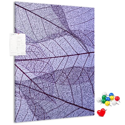 Memo cork board Delicate leaves in shades of purple