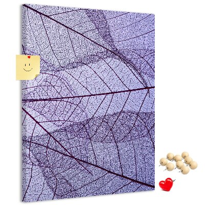 Memo cork board Delicate leaves in shades of purple