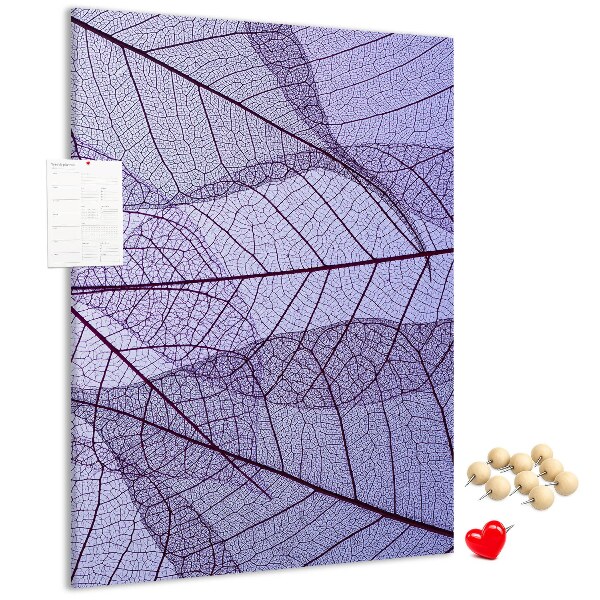 Memo cork board Delicate leaves in shades of purple