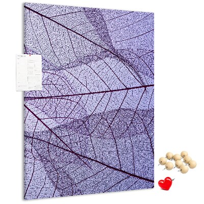 Memo cork board Delicate leaves in shades of purple
