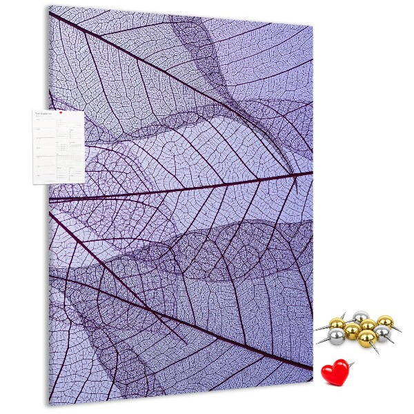 Memo cork board Delicate leaves in shades of purple
