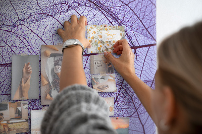 Memo cork board Delicate leaves in shades of purple