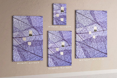 Memo cork board Delicate leaves in shades of purple