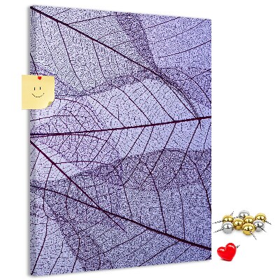 Memo cork board Delicate leaves in shades of purple