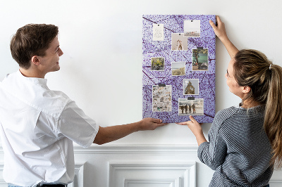 Memo cork board Delicate leaves in shades of purple