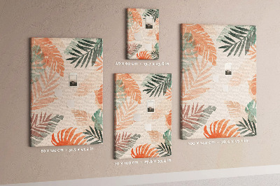 Cork notice board Tropical leaves in delicate colors