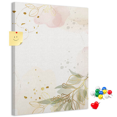 Wall cork memo board Delicate leaves on a pastel background