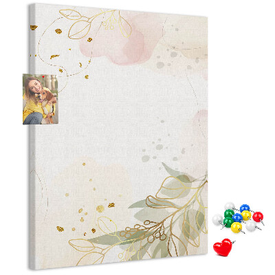 Wall cork memo board Delicate leaves on a pastel background