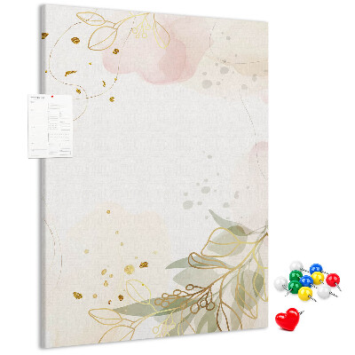 Wall cork memo board Delicate leaves on a pastel background