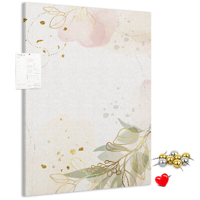 Wall cork memo board Delicate leaves on a pastel background