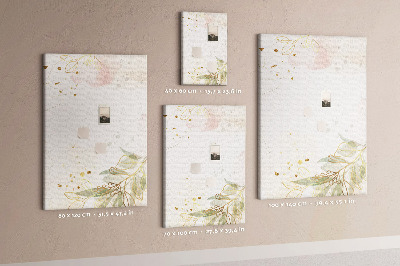 Wall cork memo board Delicate leaves on a pastel background