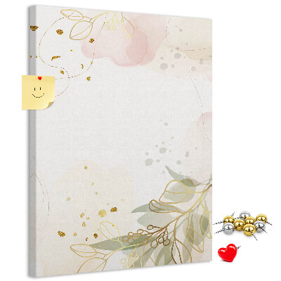 Wall cork memo board Delicate leaves on a pastel background