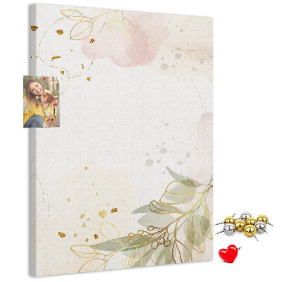 Wall cork memo board Delicate leaves on a pastel background