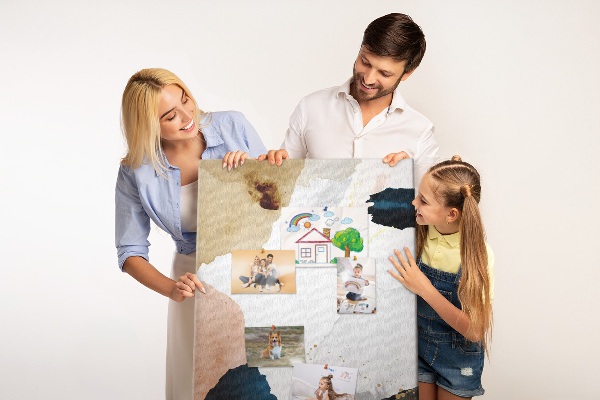 Memo cork board Abstract spots in muted colors