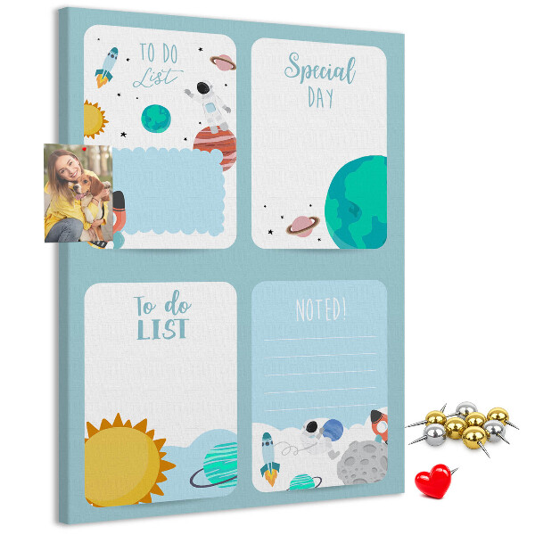 Pin board Cosmic planner with a planetary motif