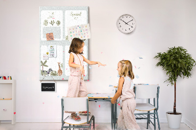 Wall cork memo board Jungle theme with exotic animals