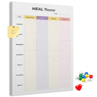 Cork notice board Meal planner for every day of the week