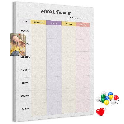 Cork notice board Meal planner for every day of the week