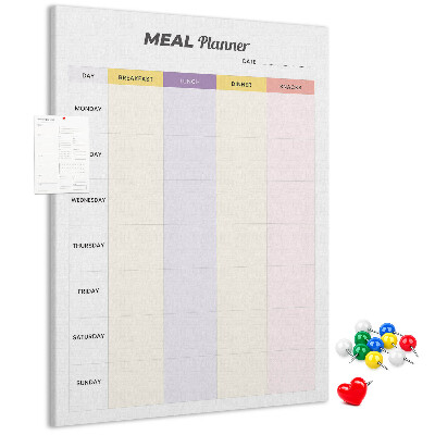 Cork notice board Meal planner for every day of the week