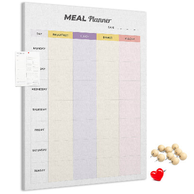 Cork notice board Meal planner for every day of the week