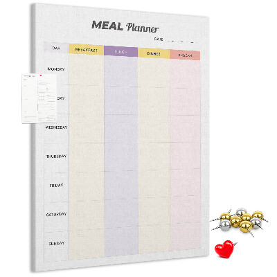 Cork notice board Meal planner for every day of the week