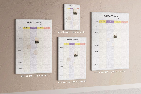 Cork notice board Meal planner for every day of the week