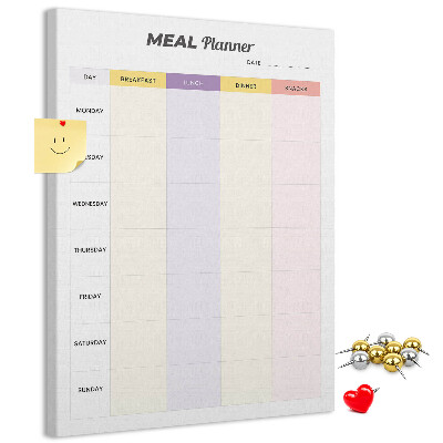 Cork notice board Meal planner for every day of the week