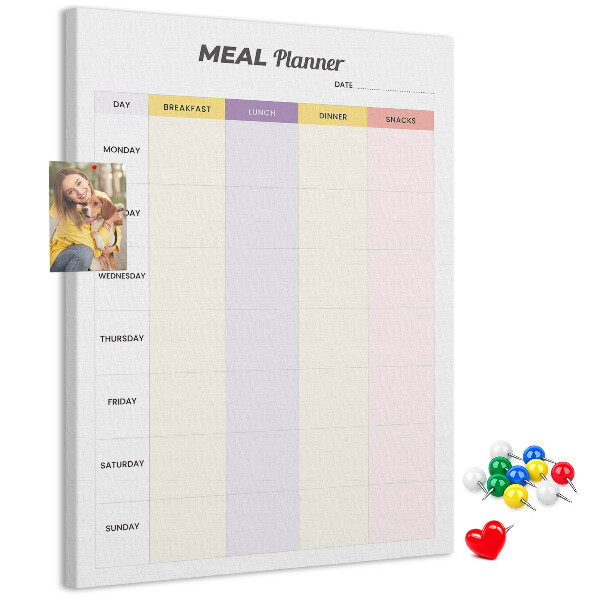 Cork notice board Meal planner for every day of the week