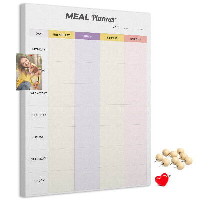 Cork notice board Meal planner for every day of the week