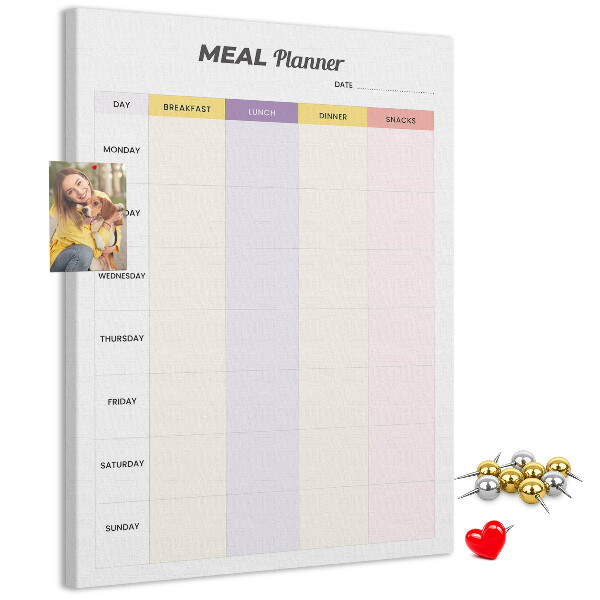 Cork notice board Meal planner for every day of the week