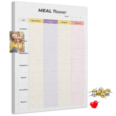 Cork notice board Meal planner for every day of the week
