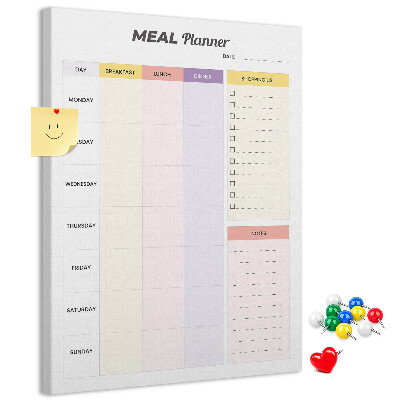 Pin board Meal planner with colored sections