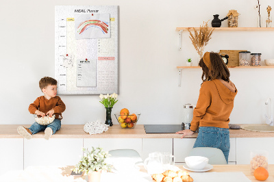 Pin board Meal planner with colored sections