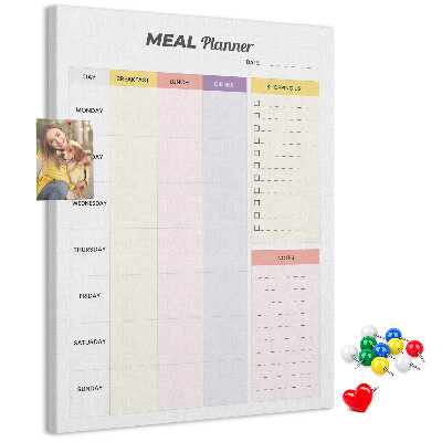 Pin board Meal planner with colored sections