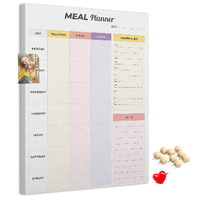 Pin board Meal planner with colored sections
