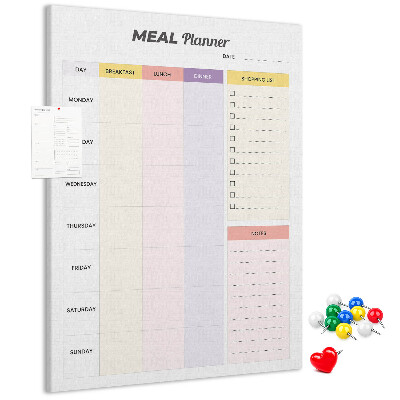 Pin board Meal planner with colored sections