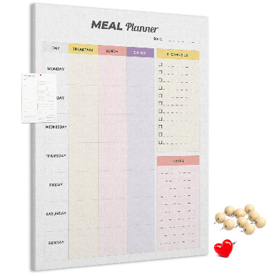 Pin board Meal planner with colored sections