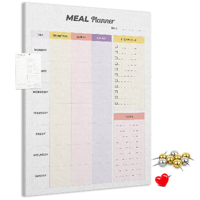 Pin board Meal planner with colored sections