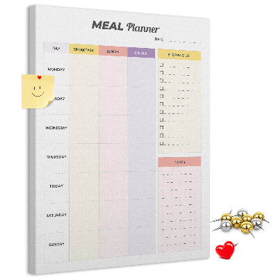 Pin board Meal planner with colored sections