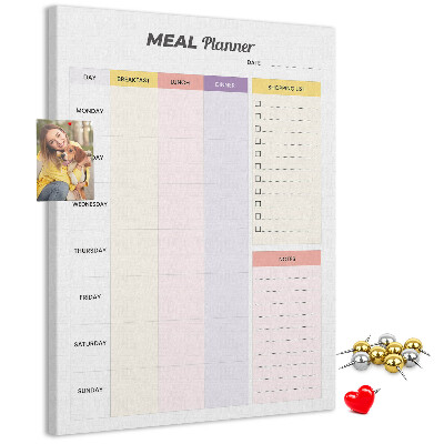 Pin board Meal planner with colored sections