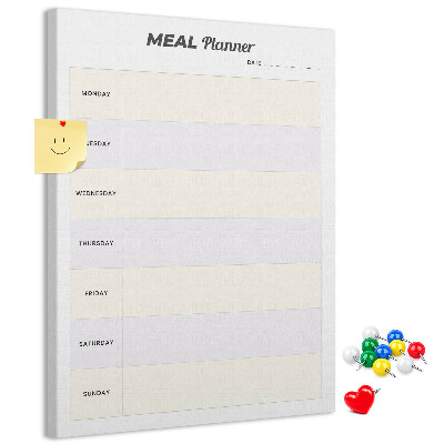 Wall cork memo board Meal planner for the whole week