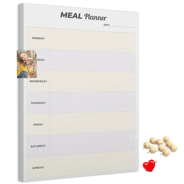 Wall cork memo board Meal planner for the whole week