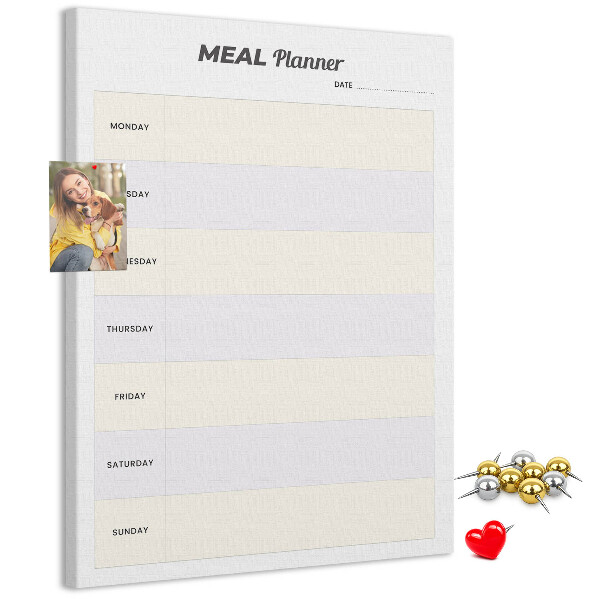 Wall cork memo board Meal planner for the whole week