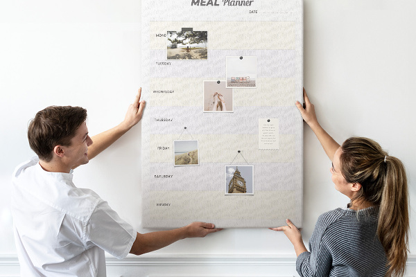 Wall cork memo board Meal planner for the whole week