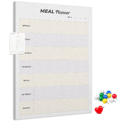 Wall cork memo board Meal planner for the whole week